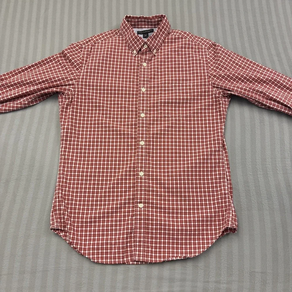 Banana Republic Soft Wash Shirt Mens Medium Red Button Up Long Sleeves Gingham